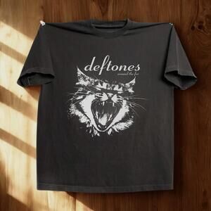 Gildan Charcoal Deftones Around The Fur T-Shirt - Black And White Graphic Tee